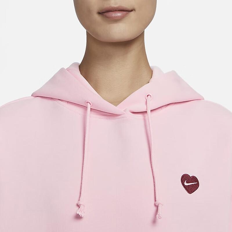 Nike Solid Color Heart Logo Hoodie Women Sweatshirt Pink FD9932-690