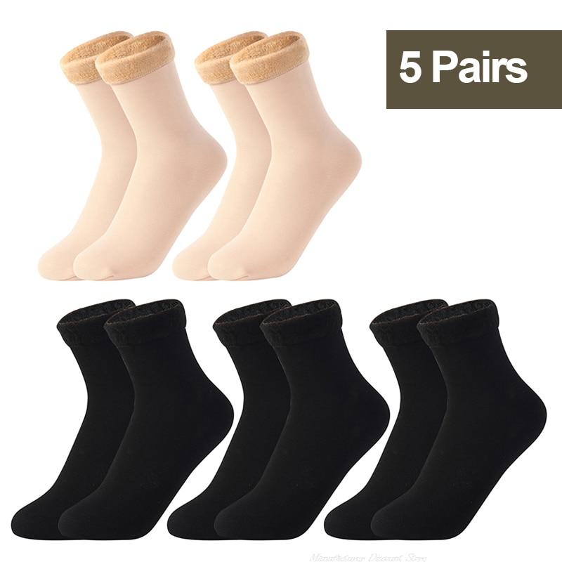 Winter Snow Socks Women Men Velvet Thickened Medium Tube Solid Color Floor Thermal Floor Sleep Socks Cashmere Socks