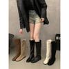 Retro Flat Boots Boots Women's Shoes Year-old Simple Versatile Knight Boots Boots Spring and Autumn Single Boots