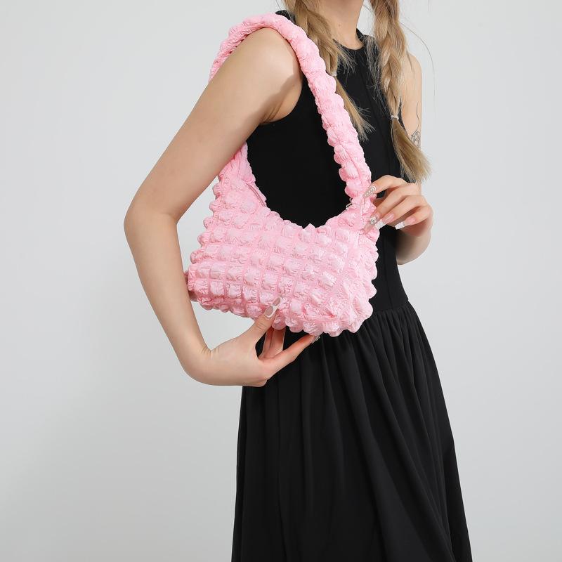 Bubble Candy Color Neue modische Sommerwolke im koreanischen Stil, modisches Karomuster, plissierte Umhängetasche für Damen