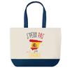 Tote Bag - PLANETEE - I Can't Spanish - Blue Background - Cotton 40x45 Cm - Large Size