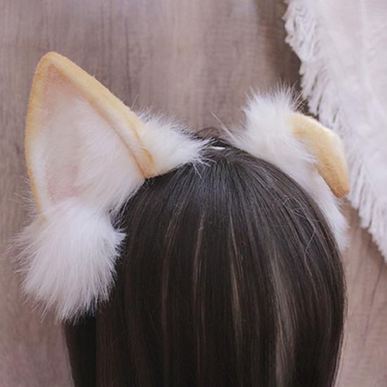 Imitatie Vossenbont Haarband met Puppyoren Pluche Stijl Rollenspel Verkleedkleding Handgemaakte Hoofdband Cosplay Requisieten