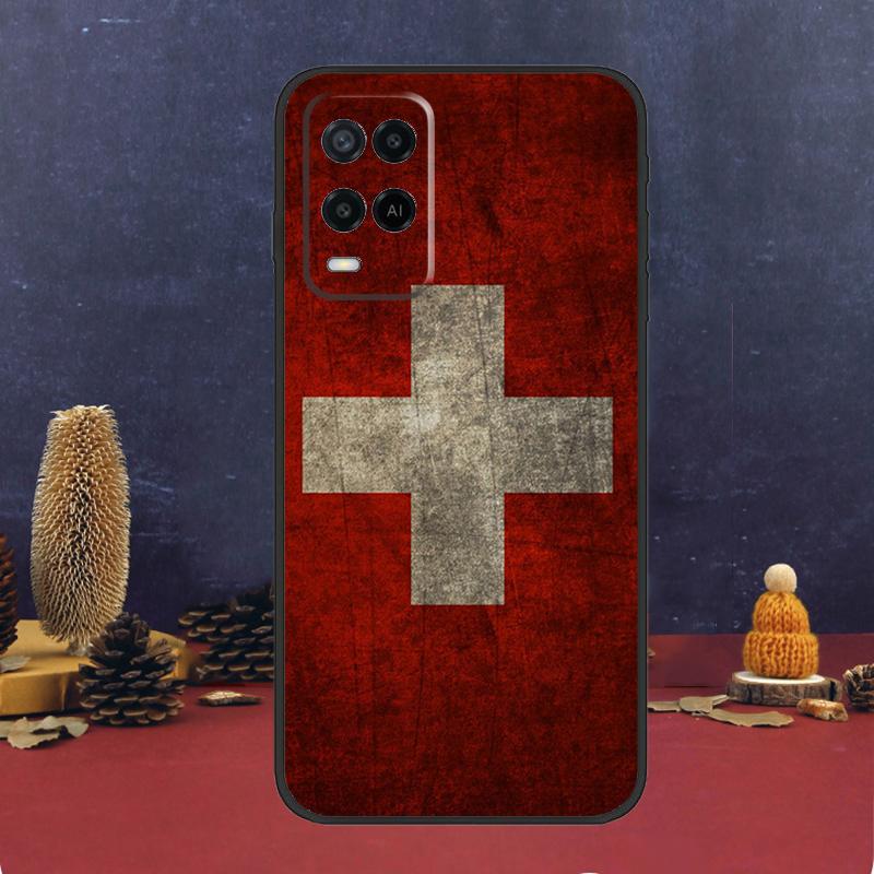 Schweiz Schweizer Flagge Hülle Für OPPO A54 A74 A94 A98 A78 A79 A16 A76 A96 A5 A9 A17 A77 A15 A52 A72 A53 A57S Hülle
