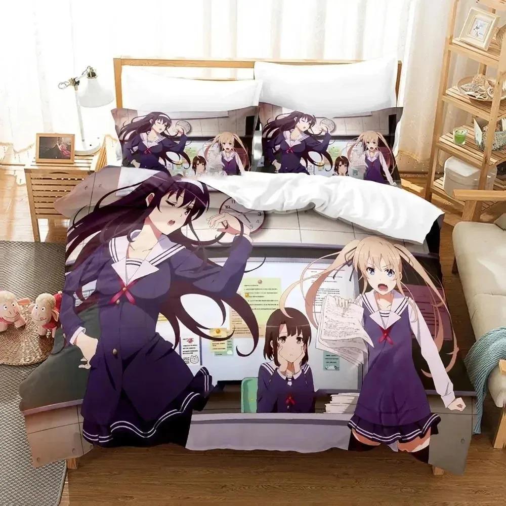 3D Anime Saekano Bedding Set Duvet Cover Pillowcase Comforter King Queen Size Boys Adult Bedding Set