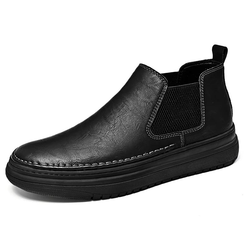 Brand Men's Genuine Leather Boots Winter Outdoor High Quality Hiking Boots Handsome Motorcycle Boots Men's Formal Boots