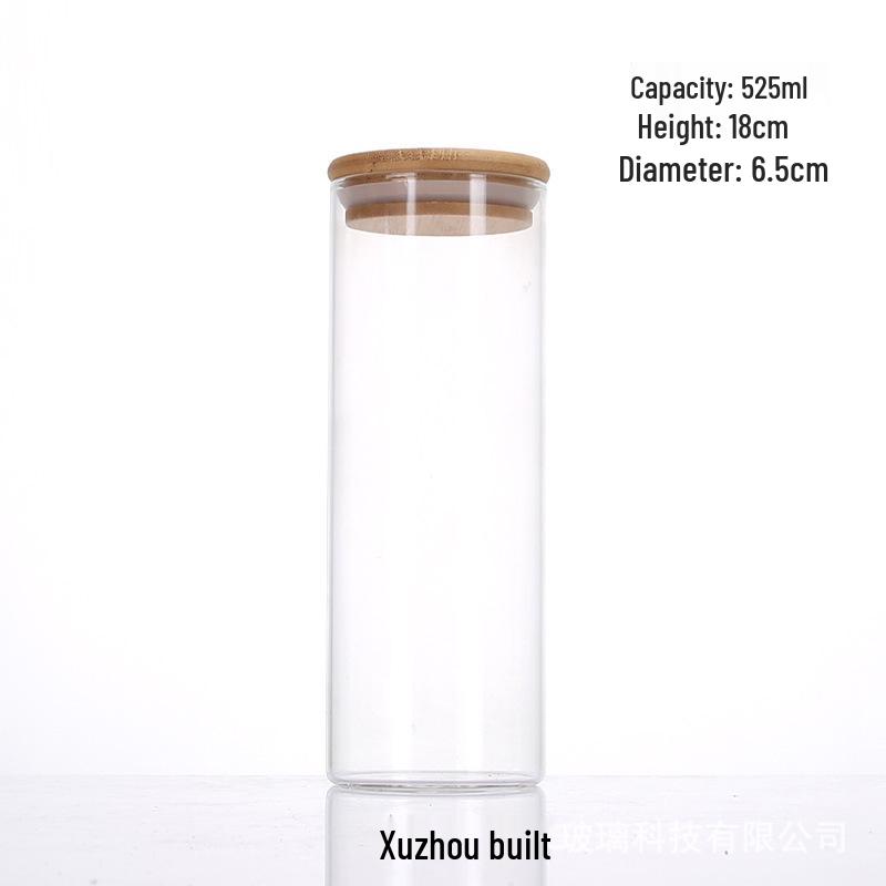 Opbergpot van Borosilicaatglas met Bamboe Deksel - Ideaal voor Granen, Kruiden, Snoep of Thee.