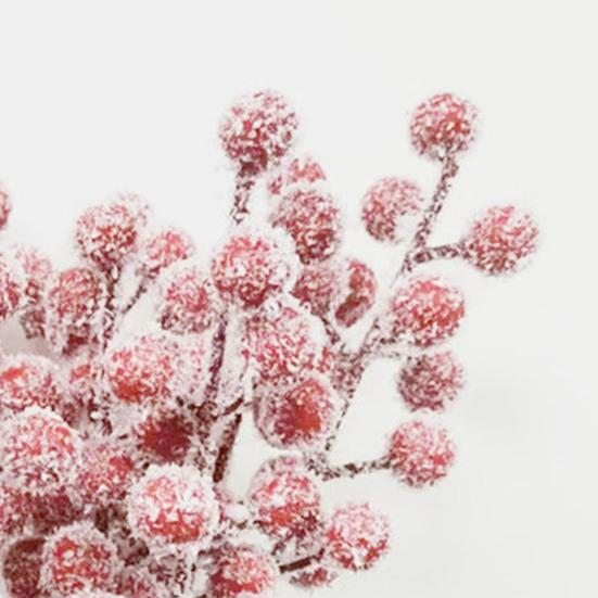 20Pcs Artificial Snow Red Berry Pick Branch Christmas Holly Berries Stem Faux