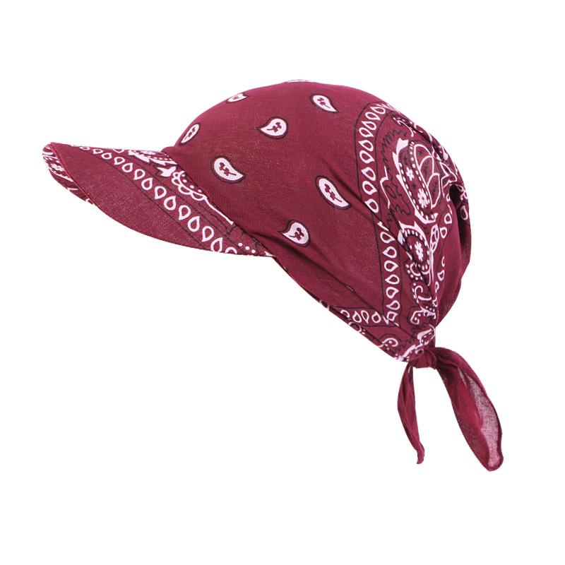 Women Paisley Head Scarf Visor Hat Wide Brim Sunhat Summer Beach UV Protection Adjustable Baseball Cap