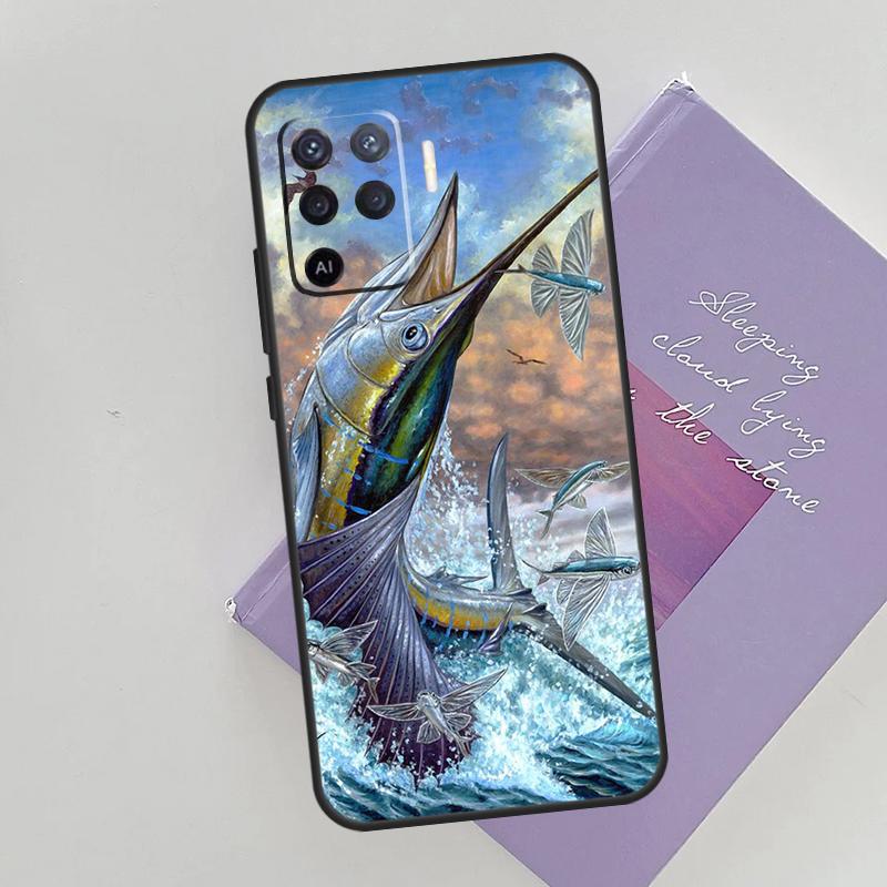 Fishing Gear Fish Phone Case For Oppo A74 A53 A54 A94 A15 A16 A17 A52 A72 A76 A96 A57S A58 A78 A98 Back Cover