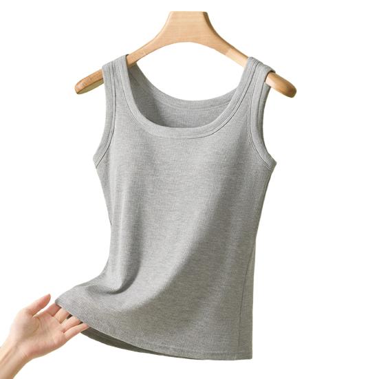 Top Regata Sem Mangas Feminino Regata de Alça Larga com Sutiã Acolchoado Embutido Verão Casual Básico Camisetes
