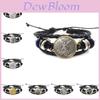Vintage Punk Style Seven Archangels Gemstone Leather Bracelet For Women And Men Handmade