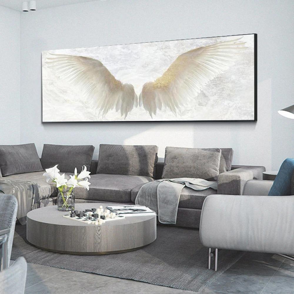 Nordic Decorative White Angel Wings Vintage Wall Art Canvas Painting Wing Picture Poster And Print for Living Room Bedroom Decor