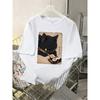 Cute Cat Enjoying Sushi Printing T-Shirts Womens Cotton Summer Oversized Tops O-Neck Short Sleeve T Shirts Street Soft Clothes