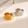 LATS Multiple Styles Stainless Steel Geometric Texture Wide Rings for Women Men Irregular Gold Color Wedding Ring Punk Jewelry
