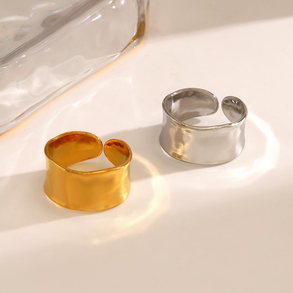 LATS Multiple Styles Stainless Steel Geometric Texture Wide Rings for Women Men Irregular Gold Color Wedding Ring Punk Jewelry