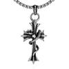[Rockyu] Popular Brand Cross Necklace Men's Necklace Stainless Steel Antique Cross Pendant Snake Black Cross Pendant Skull