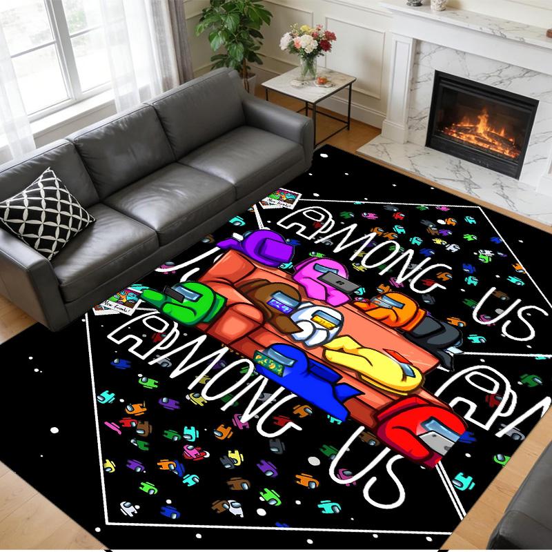 Tapis Peluche Velours Cristal Impression Among Us Anti ?Vêtements de nuit ?Tapis de sol résistant pour décoration intérieure de maison