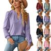 2024 European And American Autumn/Winter New Solid Color V-Neck Jacquard Long Sleeve Loose T-Shirt Top For Women
