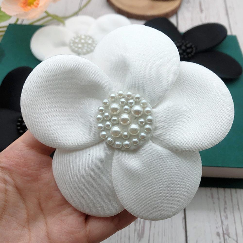 Detachable Polyester Fabric 3D Beaded Applique Imitation Pearl Flower Shape Cloth Stickers Clothing Accessories