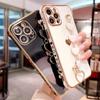 Чохол для телефону з м’яким браслетом у формі серця кохання для iPhone 11 12 13 14 15 16 Pro Max XS X XR 7 8 Plus Mini SE 2020 Задня кришка з гальванічним бампером
