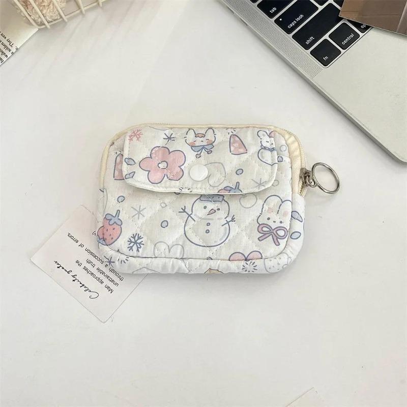 Cute Cartoon Floral Quilting Document Storage Bag Card Wallet Coin Purse ID Card Holder Driver's License Holder Badge Holder