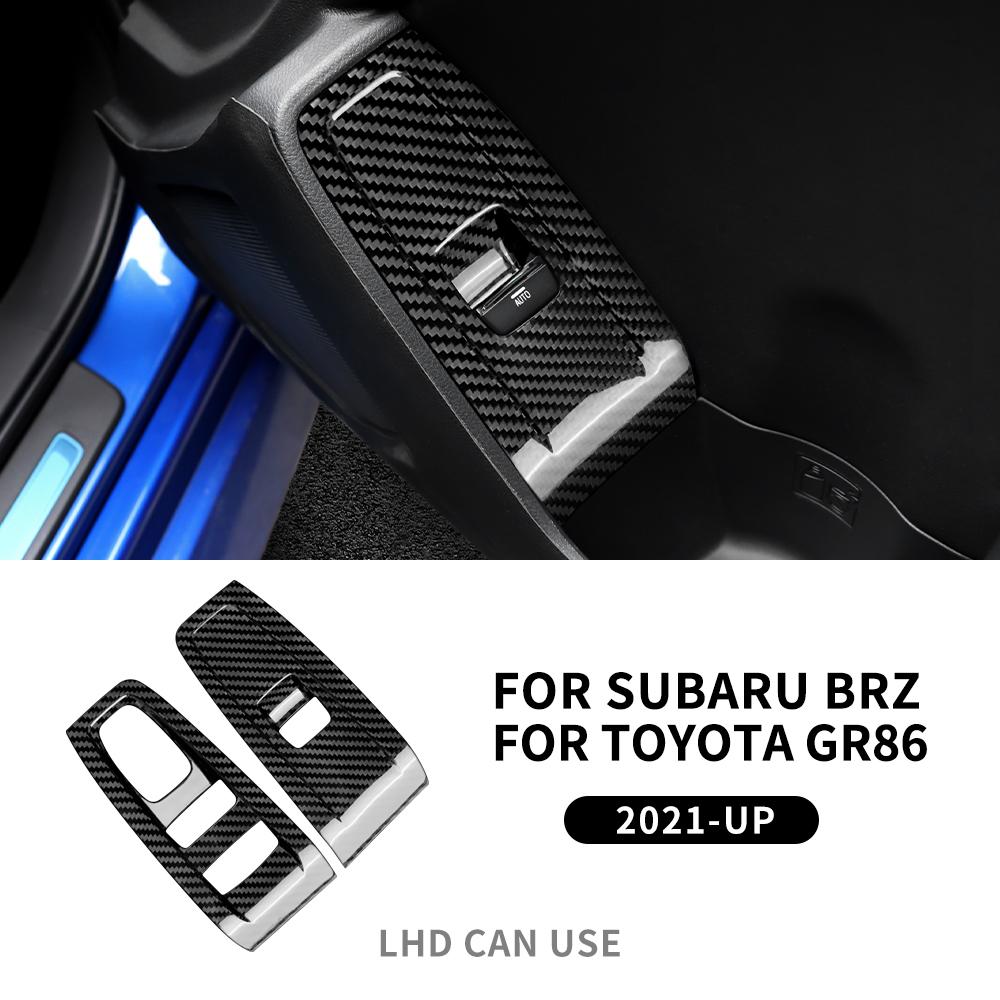 Real Hard Carbon Fiber Interior Trim LHD For Subaru BRZ Toyota GR86 2021 2022 2023 2024 Car Door Window Switch Button Sticker