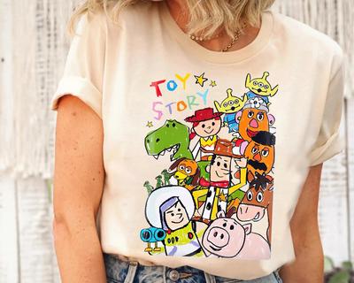 Disney Toy Story Retro Characters Drawing Shirt Unisex Adult Kid Shirt