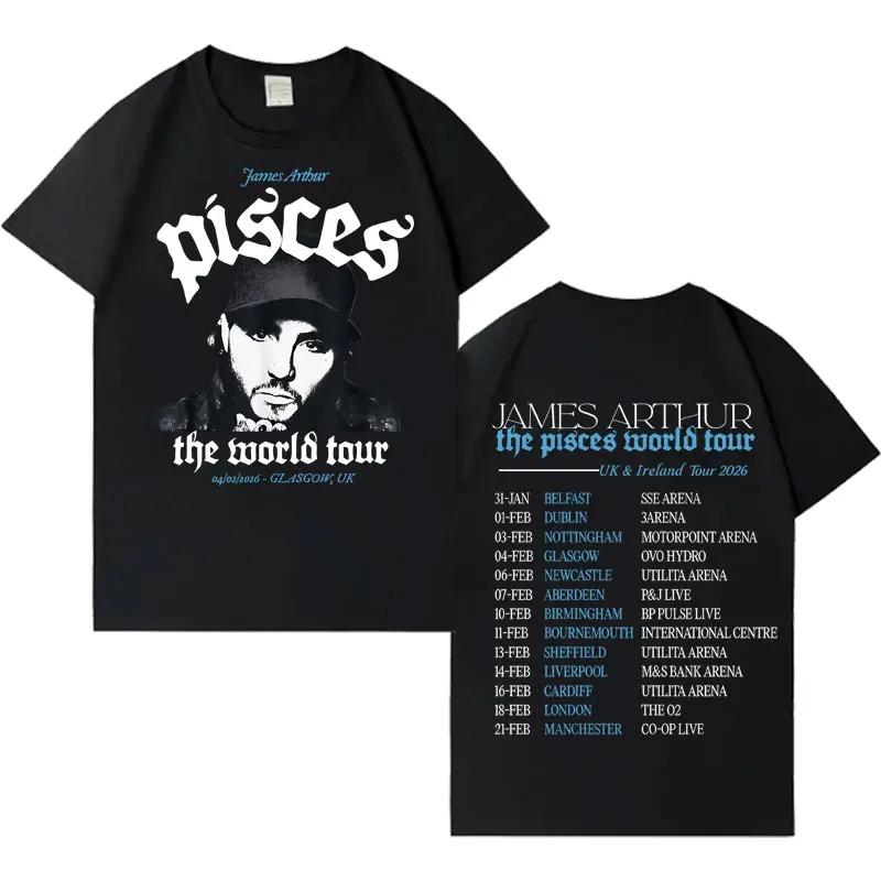 Rapper James Arthur 2026 TShirt Pisces World Tour TShirt Unisex Fashion Short Sleeve TShirt Loose Comfortable Street Style