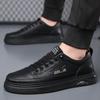 Modedesigner Herren Schwarze Low-Top Leder-Sneakers Sommer Atmungsaktiv Flachsohle Abriebfest Freizeitschuhe Schnürschuhe Skate-Schuhe Herren