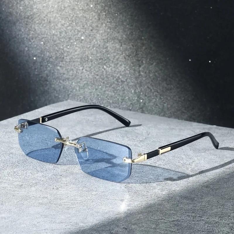 Módne Retro Štvorcové Bezrámové Unisex Slnečné Okuliare Ochrana proti UV Street Style Všestranný Zoštíhľujúci Dizajn pre Mužov A Ženy