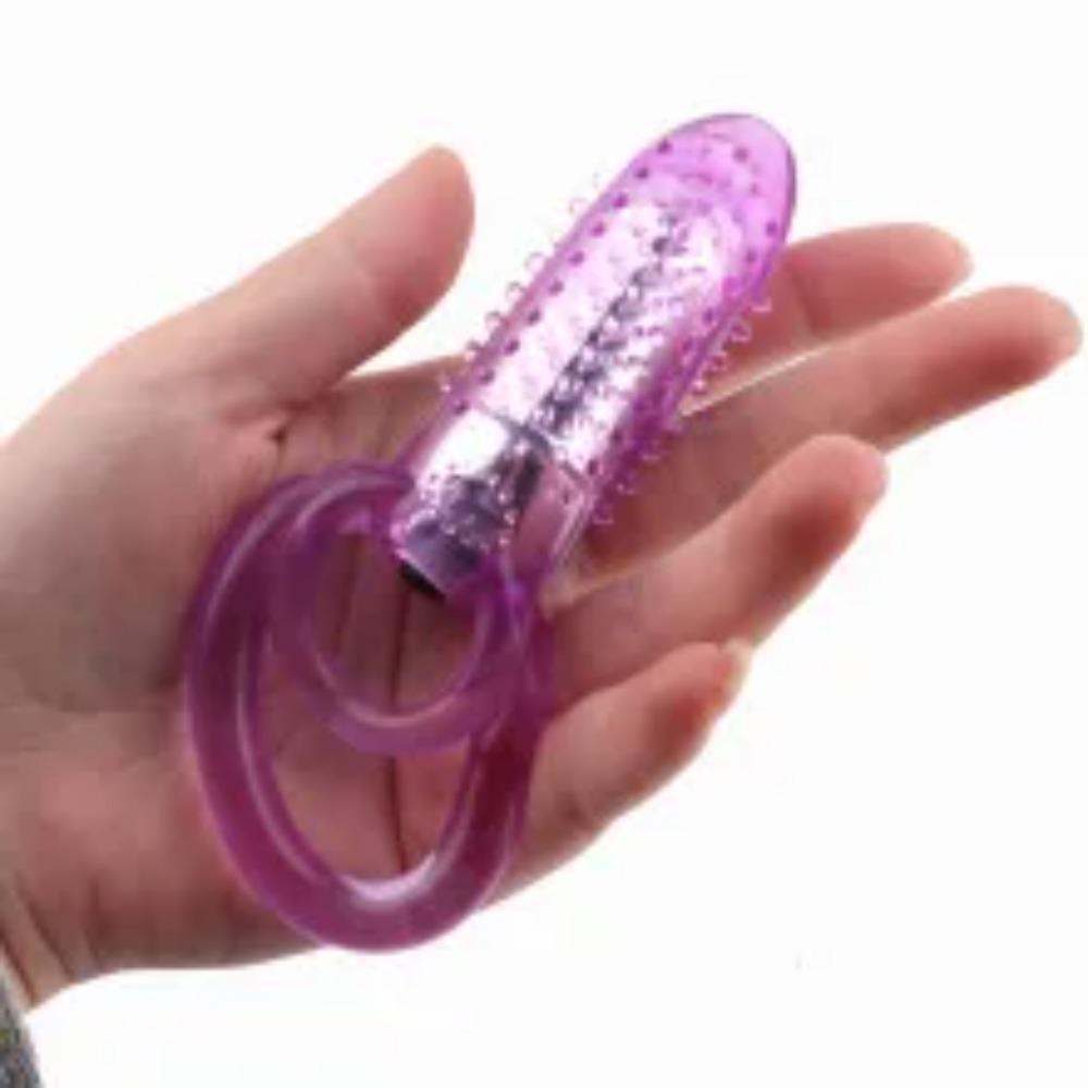 Vibrating Cock Ring with Tongue Clitoral Stimulator - Raised Nodules & Anal Beads, Couple Play Adult Sex Toy