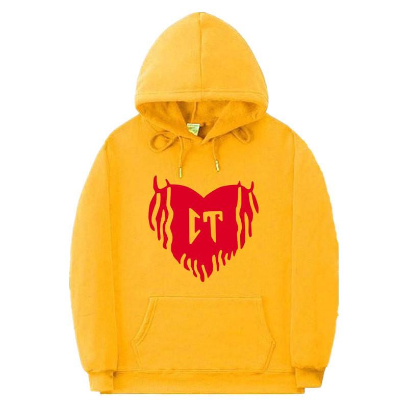 Unisex Oversized Hooded Sweatshirt With Printed Design Ribbed Hem Loose Fit Long Sleeve Cotton Pullover Winter