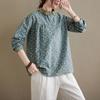 Autumn Art Retro Loose Floral Cotton Linen Long Sleeved Shirt Top for Women Blouses & Shirts