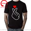 Korean Finger Heart T Shirt Men KPop Korean Finger Love Symbol Graphic Printed T-shirt Shirt Fashion Korean Male Tees Tops Shirt