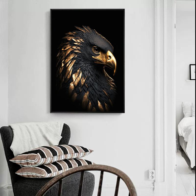 Lupo Polpo Gufo Aquila Animali in nero e oro Poster Pittura su tela Vintage Wall Art per soggiorno Decorazione domestica Cuadros