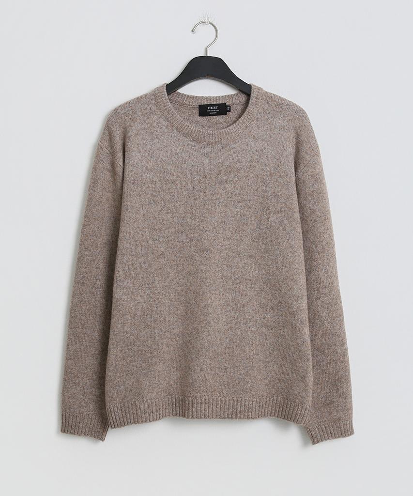 Seuteulaikeu Fine Blend Classic Crew Neck Knit (Light Brown)