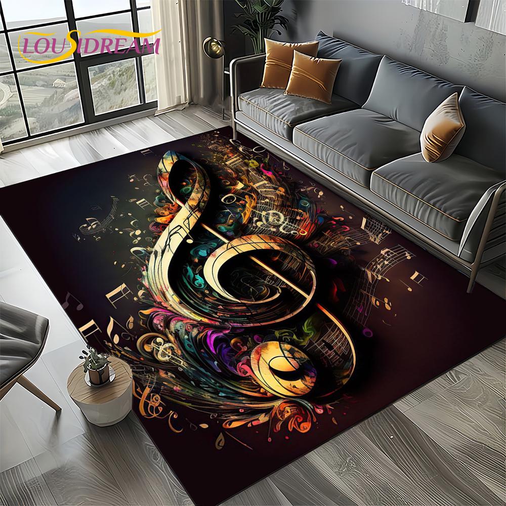 Note Musik Bunt Notenblatt Cartoon Traum Teppich Teppich für Wohnzimmer Schlafzimmer Zuhause Sofa Dekoration, Kinder Rutschfeste Bodenmatte