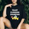 Lustiges Meme T-Shirt Toilettenverstopfungs-Champion Humor Tops Lustiges Geschenk Aus der Tasche Humor Satire Kleidung Y2K Edgy Witz Dank Meme