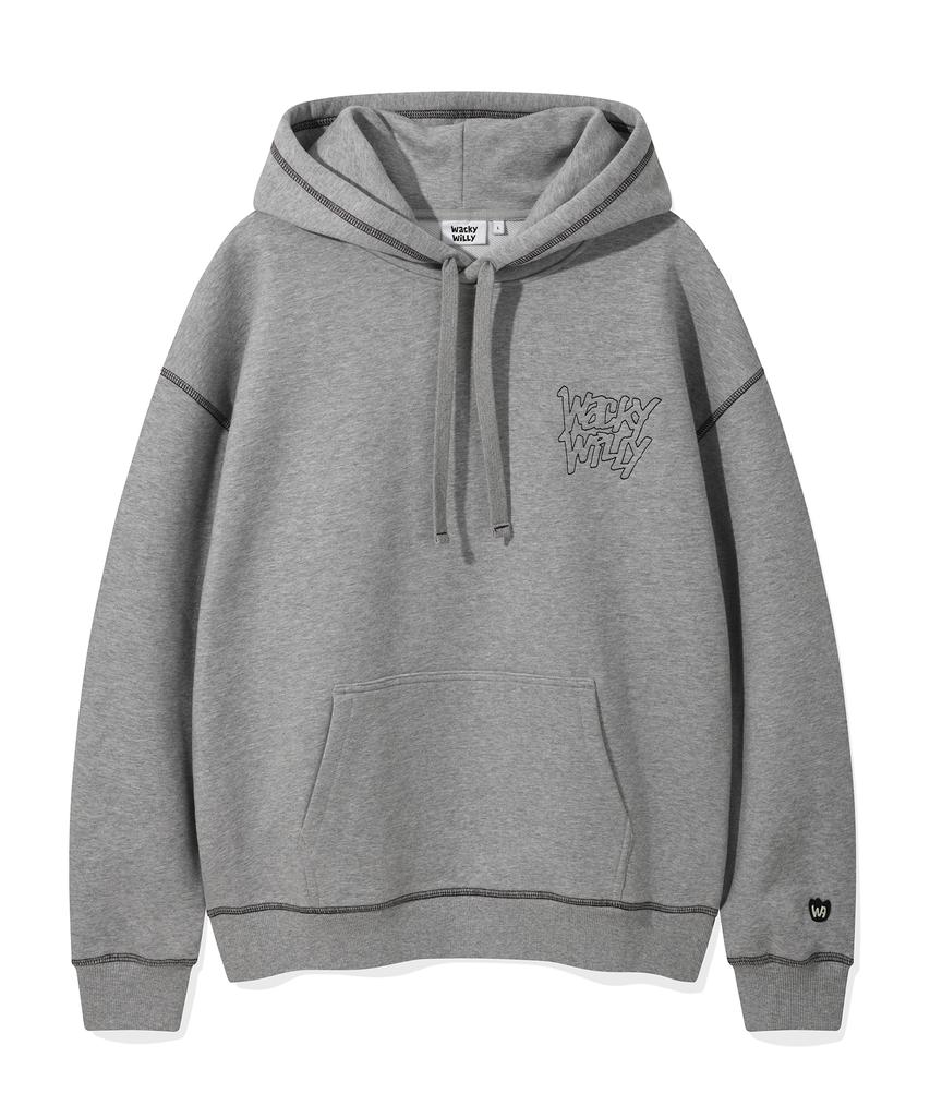 Stitch Lettering Hoodie Gray