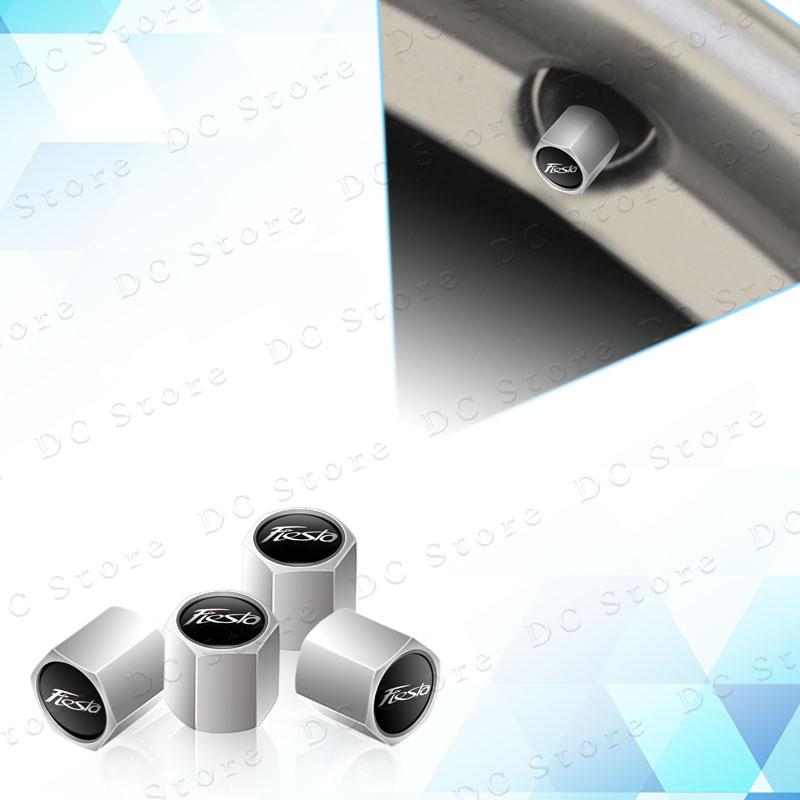 4pcs Metal Aluminum Alloy Car Wheel Tire Valve Air Stem Cap Dust Proof Covers For Ford Fiesta Emblem Accessories