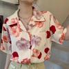 Vintage Floral Print Women Blouse Casual Loose Fit Turn Down Collar Leaf Design Chic Single Breasted Ladies Top