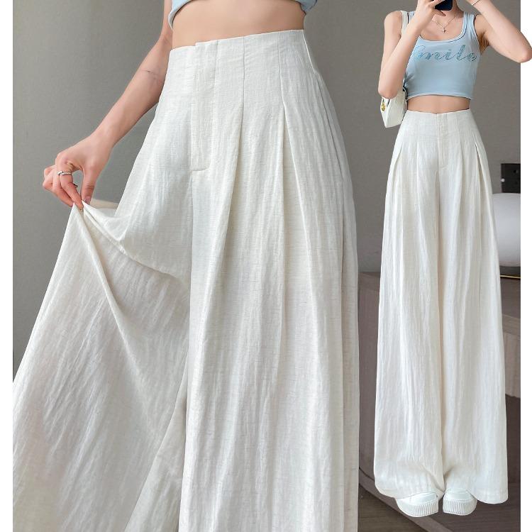 Pantaloni estivi in lino a gamba larga Pantaloni da donna a vita alta in cotone e lino Pantaloni casual per protezione solare