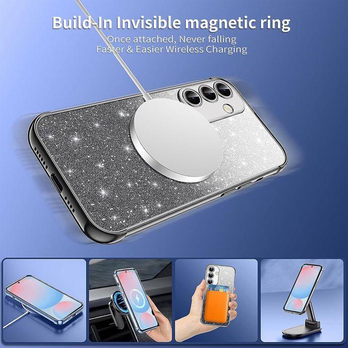 Coque Protection - BOOLING - pour Samsung Galaxy S24 - Silicone Plaquée - Cercle Noir - 2 Verres Trempés