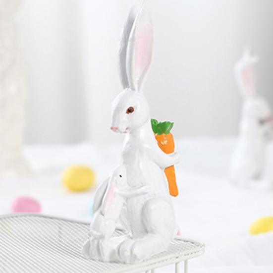 Easter Bunny Decoration Cute Baby Rabbit Resin Tabletop Sculpture Figurine Hand-Carved Mother And for Home Indoor