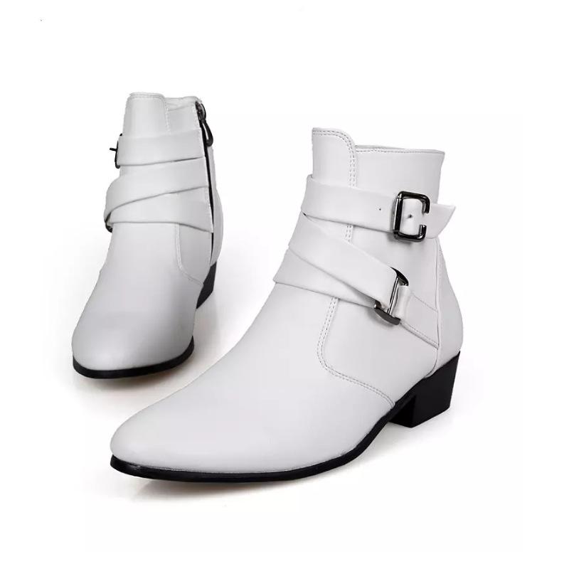 Large Size New Men's Shoes Fashionable Casual Leather Boots Trendy Men's Martin Boots Leather Shoes