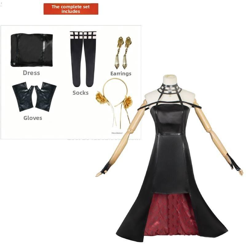 Spy Family Yor Forger Cosplay Costume With Polyester Satin Material For Costume Parties