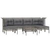7 Piece Garden Lounge Set with Cushions Grey Poly Rattan
