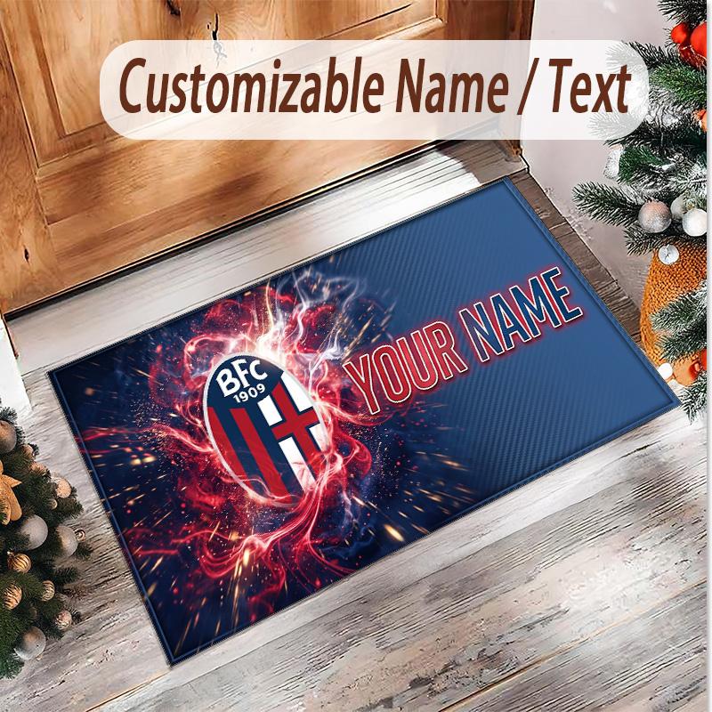 Personalized Crystal Velvet Carpet Bologna FC Pattern Non Slip Floor Rug