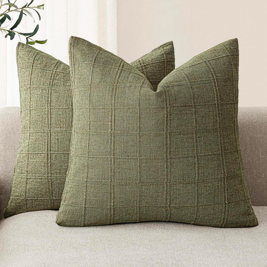 Green Square Cushion Cover Modern Chenille 45x45CM Decorative Pillow Cover Farmhouse Sofa Pillow Cover for Sofa Chair Couch