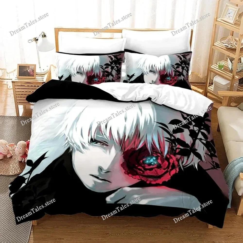 Tokyo Ghoul Kaneki Ken Bedding Set Cartoon Anime Set Adult Kid Bedroom Duvet Cover Sets 3D Print Anime Home Textileextile741